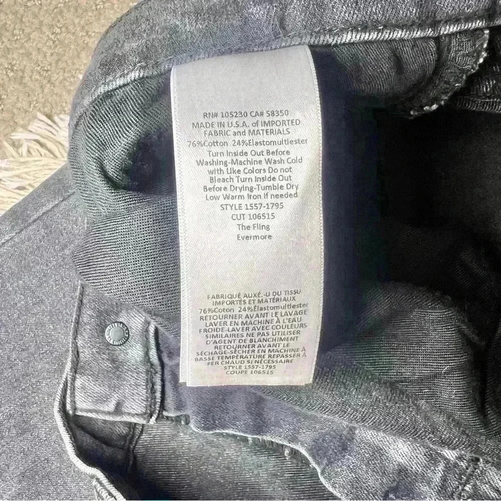 Current/Elliott The Fling Evermore Dark Gray Distressed Wash Denim Jeans Size 32 - Picture 12 of 13